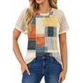 thumbnail image 1 of UVN Blusas para Mujer de Manga Corta Tops de Encaje Verano Casual Cuello Redondo Camisas Plisadas, 1 of 8