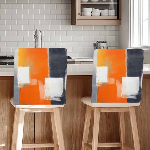 Abstract Color Stitching Chair Covers Set of 1 Vintage Gary Orange Graffiti Chair Back Covers Stretch Removable Washable Chairs Slipcovers Chair Protector for Dining Room Kitchen Party Decor