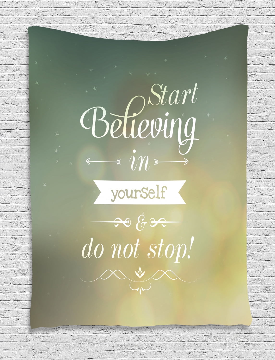 Quotes Decor Wall Hanging Tapestry, "Start Believing In Yourself And Do