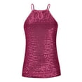thumbnail image 4 of Womens Tank Tops V Neck Sparkly Sequin Cami Tops Color Hot Pink Size XL, 4 of 7