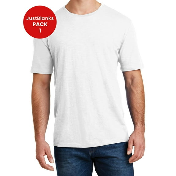 JustBlanks Mens Super Slub Crew Rib Knit Neck Ring Spun Combed Cotton T Shirt