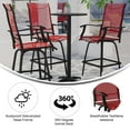 thumbnail image 4 of Flash Furniture Patio Bar Height Stools Set of 2, All-Weather Textilene Swivel Patio Stools with High Back & Armrests in Red, 4 of 9