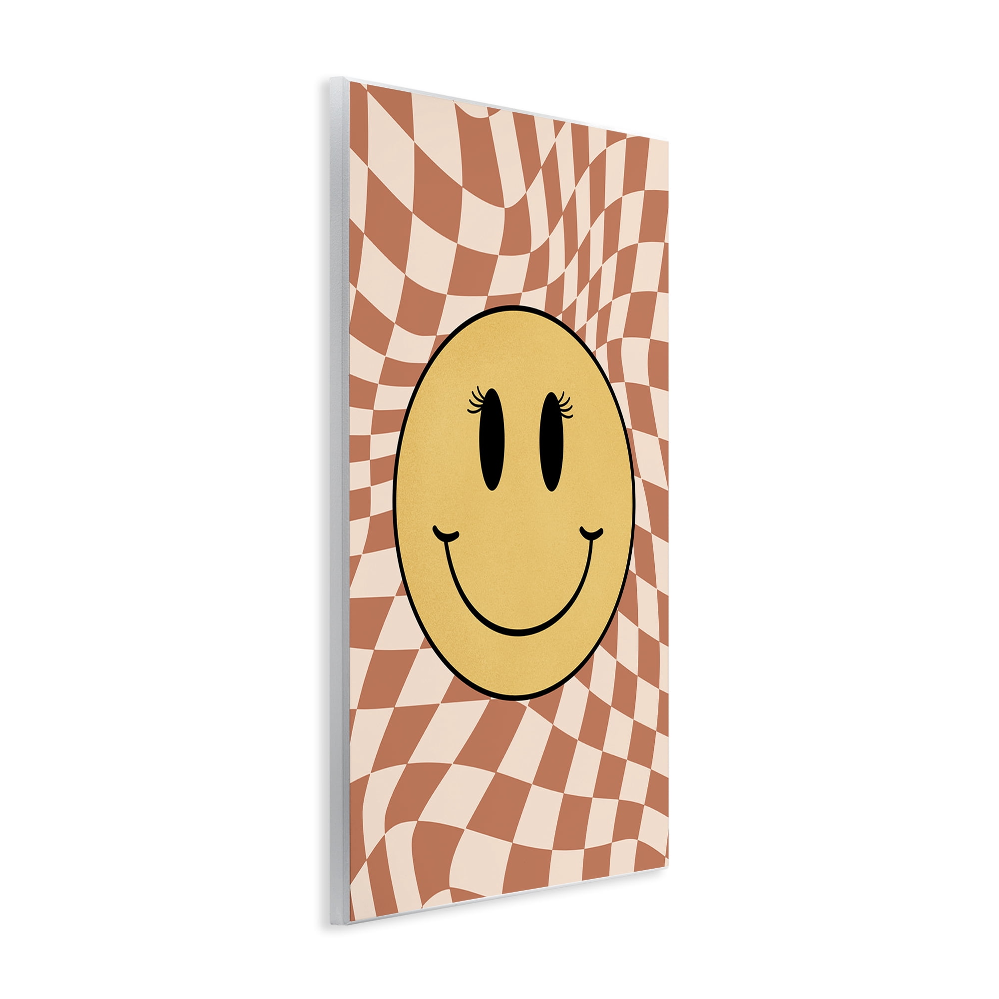 Stupell Industries Wavy Checkered Smiley Novelty Painting Unframed Art Print Wall Art, 13 x 19