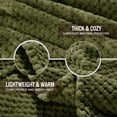 thumbnail image 3 of Exclusivo Mezcla Waffle Textured Soft Fleece Blanket, Twin Size Bed Blanket, Cozy Warm and Lightweight (Olive Green, 90"x66"), 3 of 10
