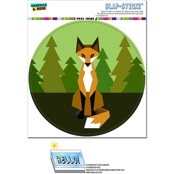 Geometric Orange Fox - Circle SLAP-STICKZ(TM) Premium Sticker