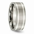 thumbnail image 4 of Titanium 925 Sterling Silver Inlay Flat 8mm Brushed and Polished Band Size: 8; for Adults and Teens; for Women and Men, 4 of 6