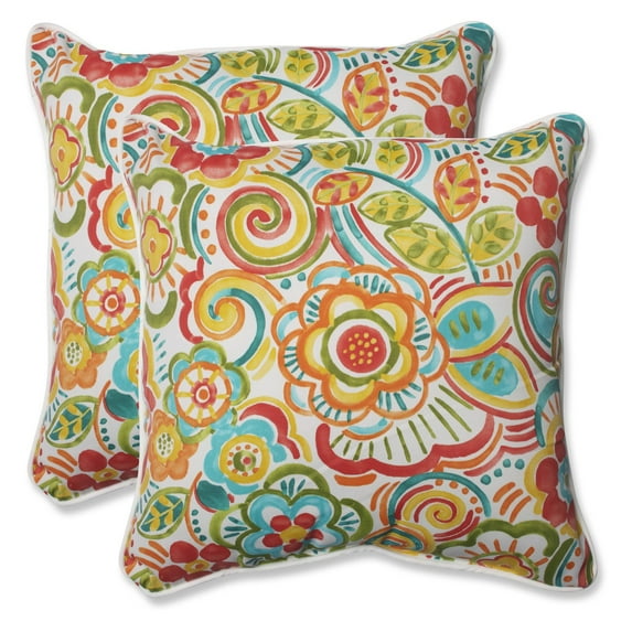 Pillow Perfect Outdoor/ Indoor Bronwood Carnival 18.5-inch Throw Pillow (Set of 2)