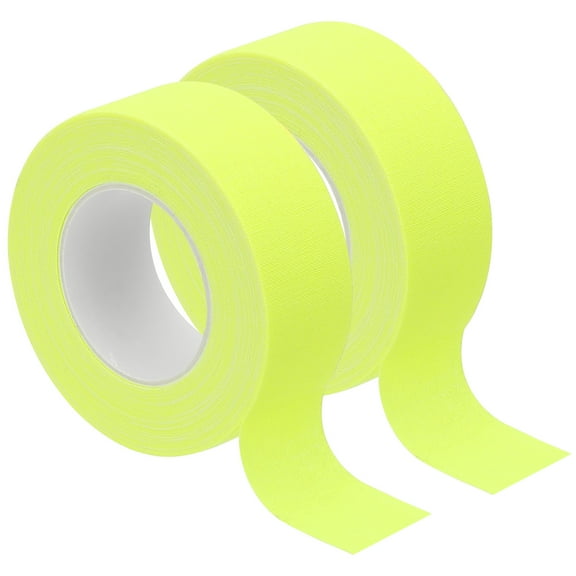 Uxcell 1 Inch x 33 Feet Neon Gaffer Cloth Tape, 2 Roll Fluorescent Adhesive Tape Black Light Glow Tape for Party, Yellow