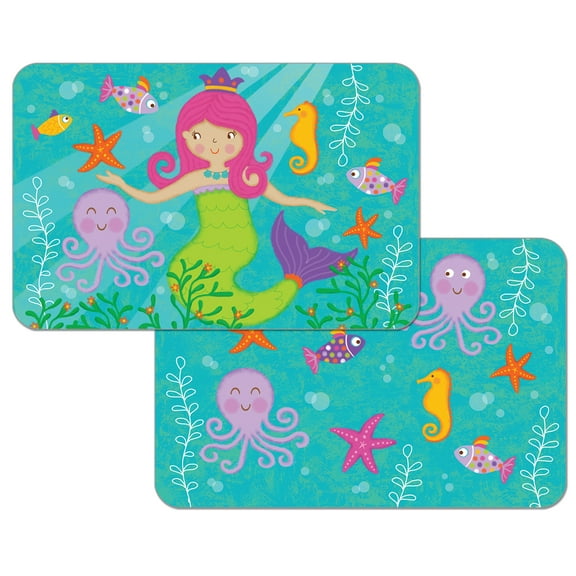CounterArt "Mermaid" Child Reversible Tabletop Easy Care Flexible Plastic Placemat 4 Pack