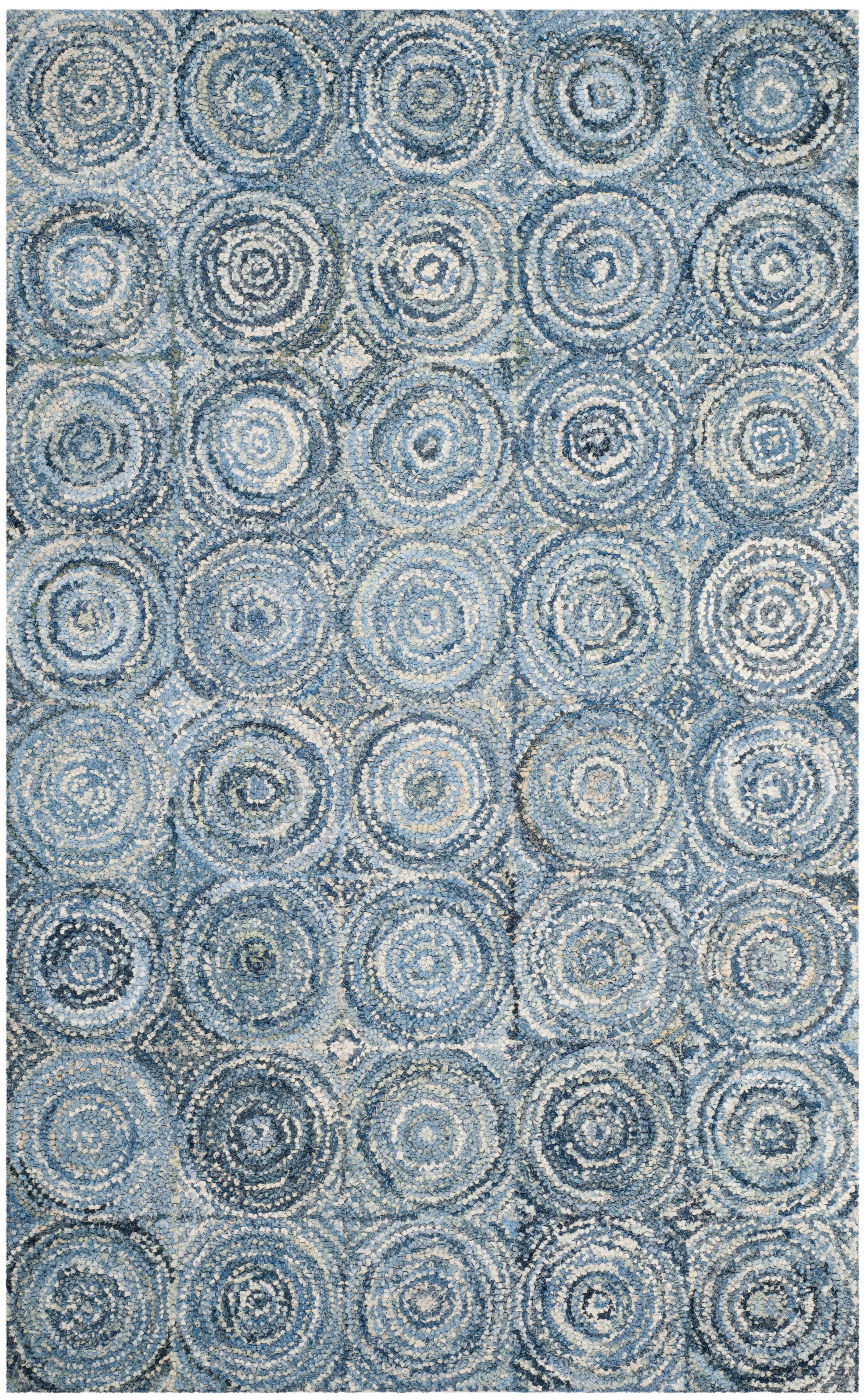 SAFAVIEH Nantucket Sandford Geometric Circles Cotton Area Rug, Blue, 4' x 6'