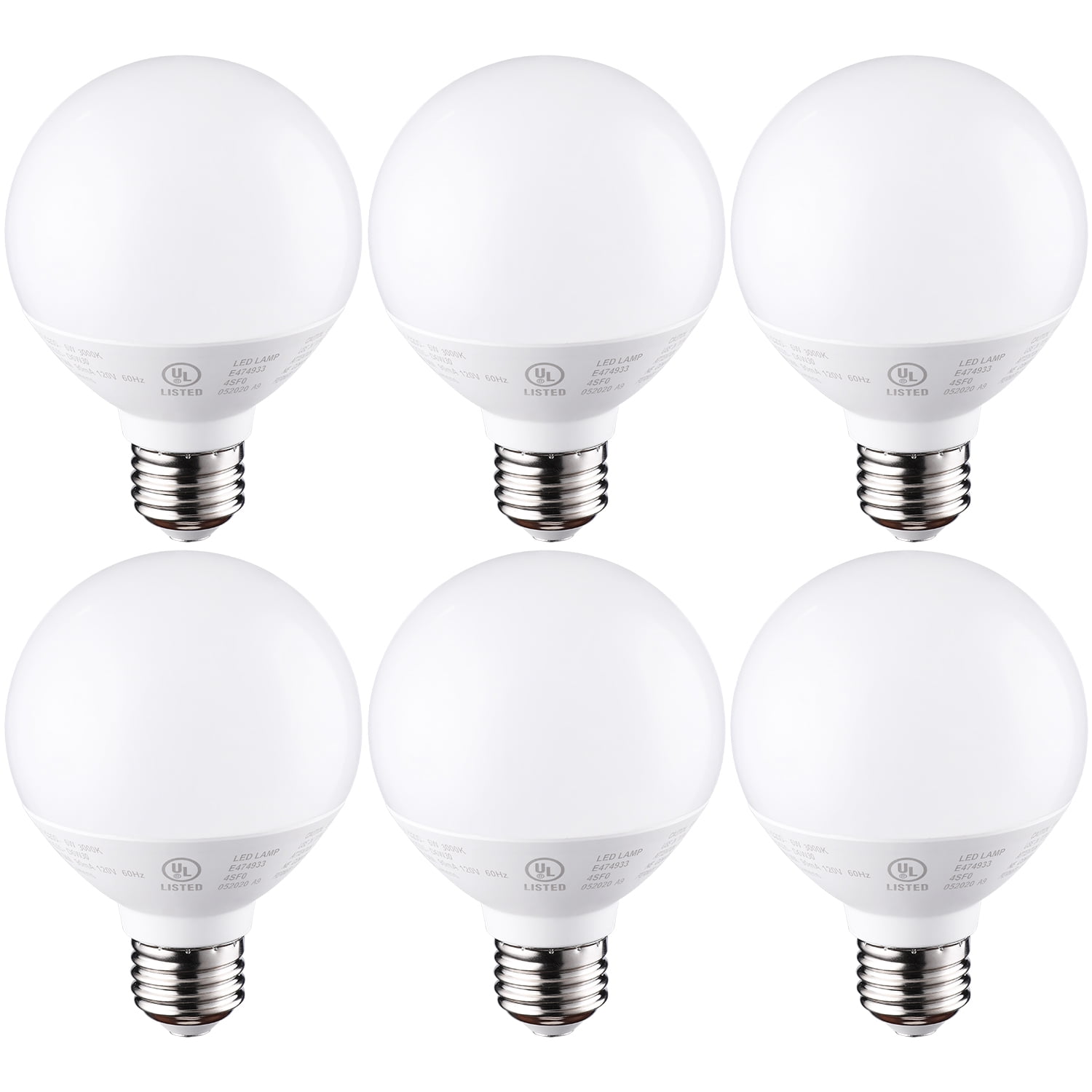 TORCHSTAR G25 Globe LED Light Bulb for Bathroom, Vanity Light Bulbs, 6W