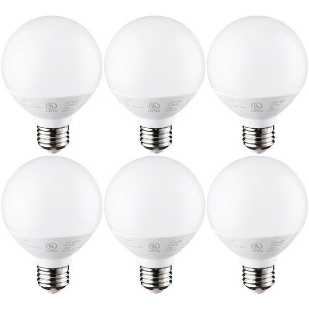 TORCHSTAR G25 Globe LED Light Bulb for Bathroom, Vanity Light Bulbs, 6W