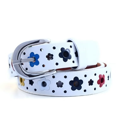 TELOLY Kids Toddler Girl Floral Leather Butterfly Waistband Belt