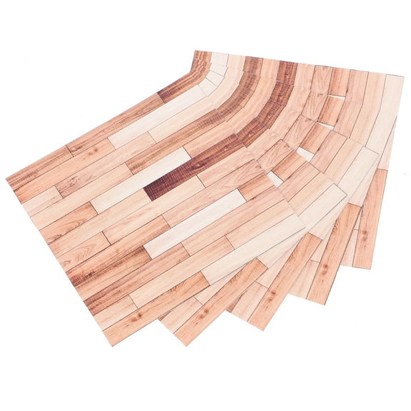 TAILTOSS 5Pcs Square Self-Adhesive Wallpaper for Dollhouse Miniature Settings Wood Grain Pattern 10X3.9in