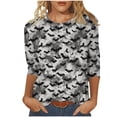 thumbnail image 2 of DailyTrove Women's Halloween Long Sleeve Top, Bat Pattern Print, Casual Fit, Soft Fabric, Halloween Parties & Daily Casual Wear, 2 of 6