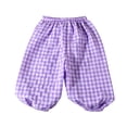 thumbnail image 2 of BRGZLK Toddler Kids Gingham Bubble Pants Boys Girls Cute Plaid Elastic Waist Harem Trousers Lightweight Comfortable Lounge Bottoms Sweatpants 2026 Purple 4-5 Years, 2 of 5