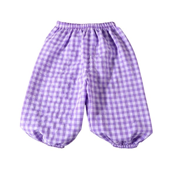 Fengactive Toddler Girls Summer Gingham Casual Home Jogger Pants Elastic Waist Plaid Loose Lounge Long Trousers 3Months-9Years