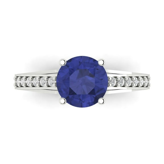 Clara Pucci 14K White Gold 2.21ct Tanzanite Solitaire with Accents Ring