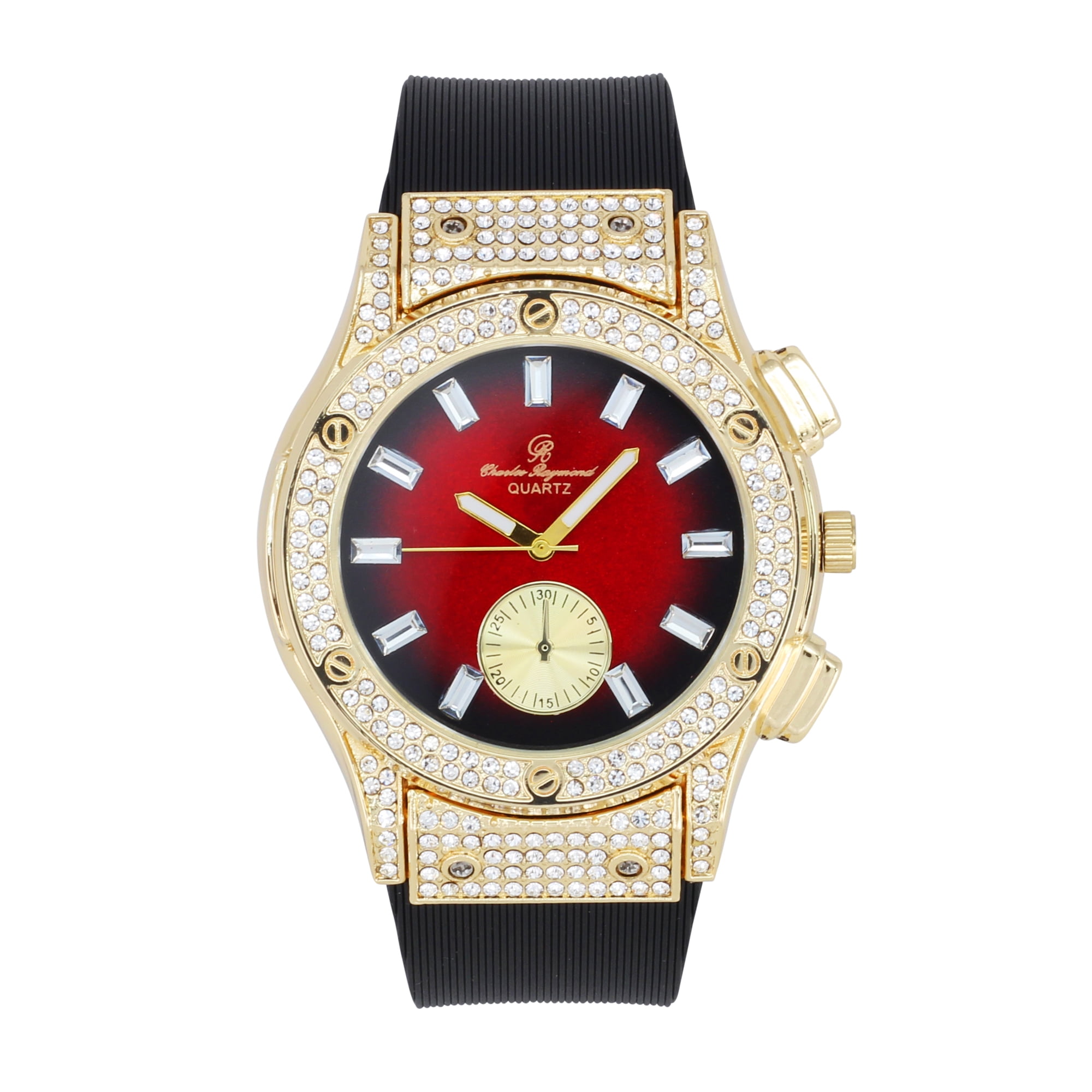 Charles Raymond Men's Luxury Iced Out Crystals Diamond Watch with