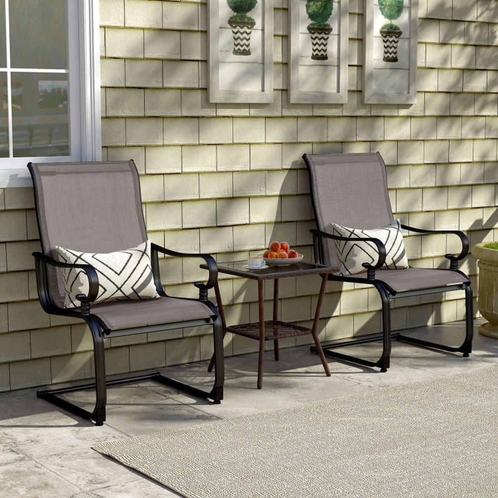 Spaco Set of 2 Patio Chairs with Quick-drying and Breathable Fabric for Backyard, Patio Dining Chair for Outdoor as Garden, Yard, Gray