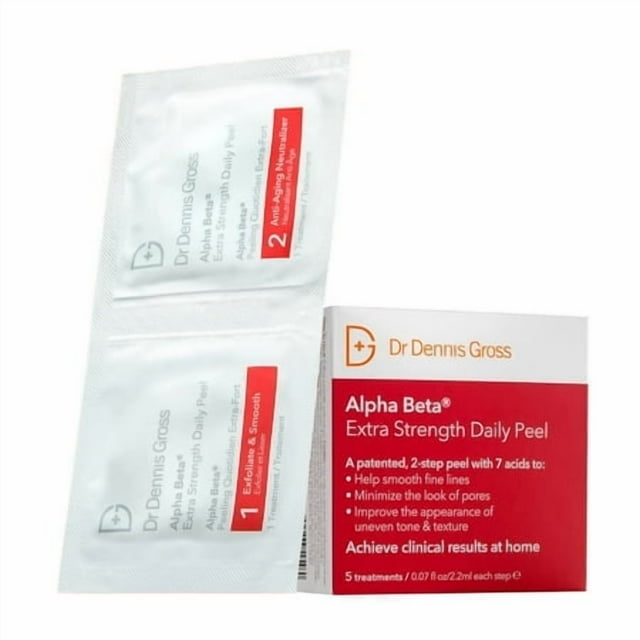 Dr Dennis gross Alpha Beta Extra Strength Daily Peel 2 Step Daily Treatment to Boost Radiance, Refine Pores, clear Breakouts, and Smooth Ridules & Ridles 5 Treatments