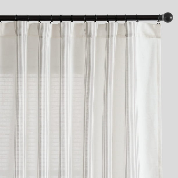 Cortinas Jinchan, mezcla de lino a rayas, 229 cm de largo, color gris, 2 paneles