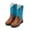 Blue Brown, variant on Sparkly Girls Cowboy Boots Mid Calf Glitter Kids Boots Western Cowboy Booties Toddler Youth Dress Boot with Zipper for Horse Riding Country Party