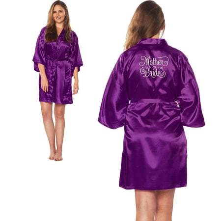Mother of the Bride Silver Embroidered Bathrobe Satin Robes Wedding (Best Robes For Mom)