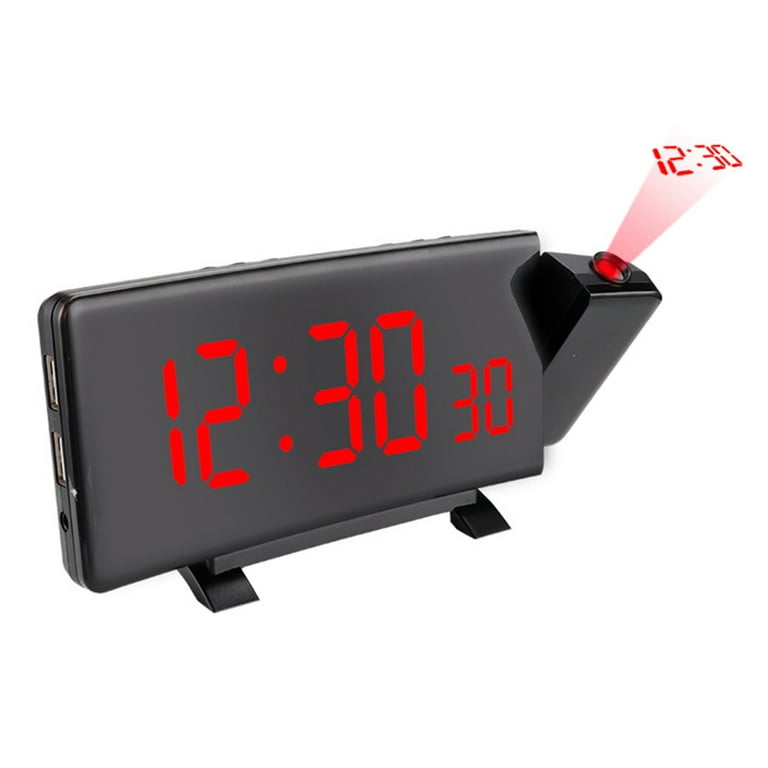 Curved Screen Projection Alarm Clock Mirror LED Display FM Radio Reloj  Proyector