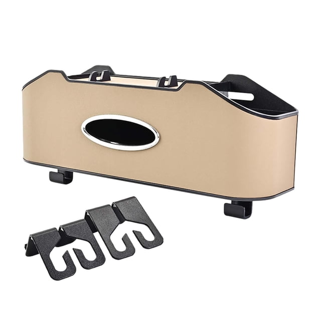 Caja de almacenamiento para respaldo de asiento, portavasos, accesorios para coche, caja de pañuelos para guardar y ordenar, decoración Interior, Beige