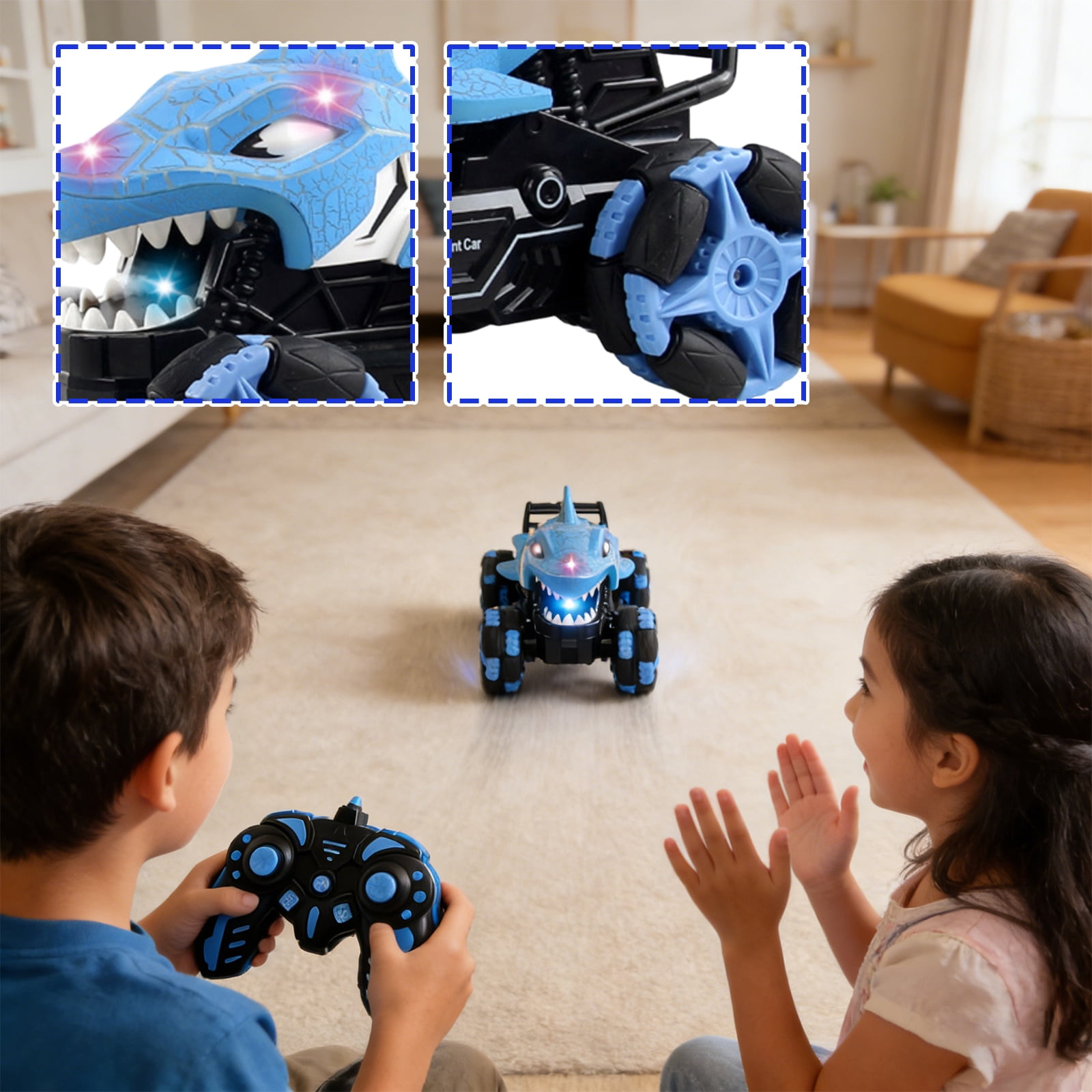 Remote Control Dinosaur Car For Men - Rechargeable RC Dinosaur Toy with Lights and Sounds - Birthday Gift Electric/Robot Dino Vehicle, A, 1Pcs