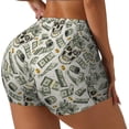 thumbnail image 2 of Sigee Skull with Cash Print Women's High Waist Workout Shorts - Squat Proof, Tummy Control, Yoga and Gym Activewear-Small, 2 of 9