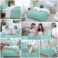 thumbnail image 6 of Turquoise Burlap Texture Bedding 3 Piece Duvet Cover Set California King, Farmhouse Vintage Aqua Soft Microfiber Comforter Cover with Zipper Closure & Pillowcases, Wrinkle & FadeResistant Quilt Cover, 6 of 9