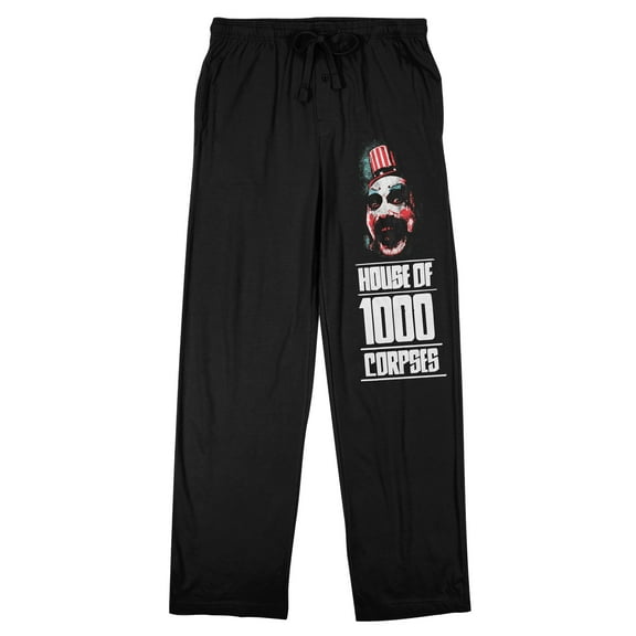 House of 1,000 Corpses Title and Scary Clown Men's Black Sleep Pants-Medium