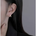 thumbnail image 2 of Sterling Silver Small Bow Hoop Earrings for Women Teens Bow Ribbon Earrings Bowknot Huggie Earrings, 2 of 11