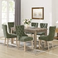thumbnail image 3 of Farmhouse Velvet Dining Table Chair Set of 6, Rectangular Wooden Table& 6 Upholstered Diamond Tufted Parsons Chair with Nailhead Trim, Ergonomical Armless Chair Set for Dining Room, Kitchen, 3 of 9
