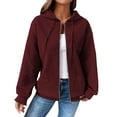 thumbnail image 5 of Duoif Womens Jacket, Ladies' Fashionable Casual Autumn and Winter Solid Color Loose Hooded Jackets for Women Wine XXXXXL, 5 of 8