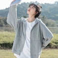 thumbnail image 5 of Sudadera con capucha de gran tamaño para mujer, cárdigan gris, ropa lisa con cremallera, Tops de manga larga para primavera, 5 of 5