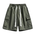 thumbnail image 2 of WREESH Men's Cargo Shorts Casual Sprorts Shorts Outdoor Workout Shorts Elastic Waist Drawstring Shorts with Multi Pockets Olive Green, 2 of 7