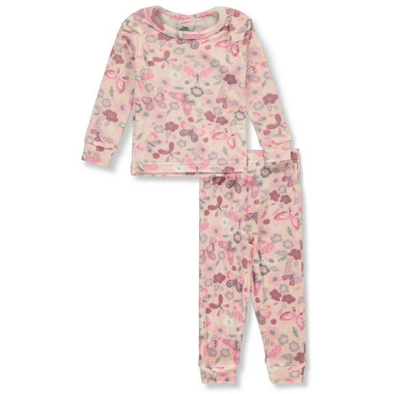 Mon Petit Baby Girls' 2-Piece Velour Butterfly Pajamas Set Color: pink/multi Size: 18 months