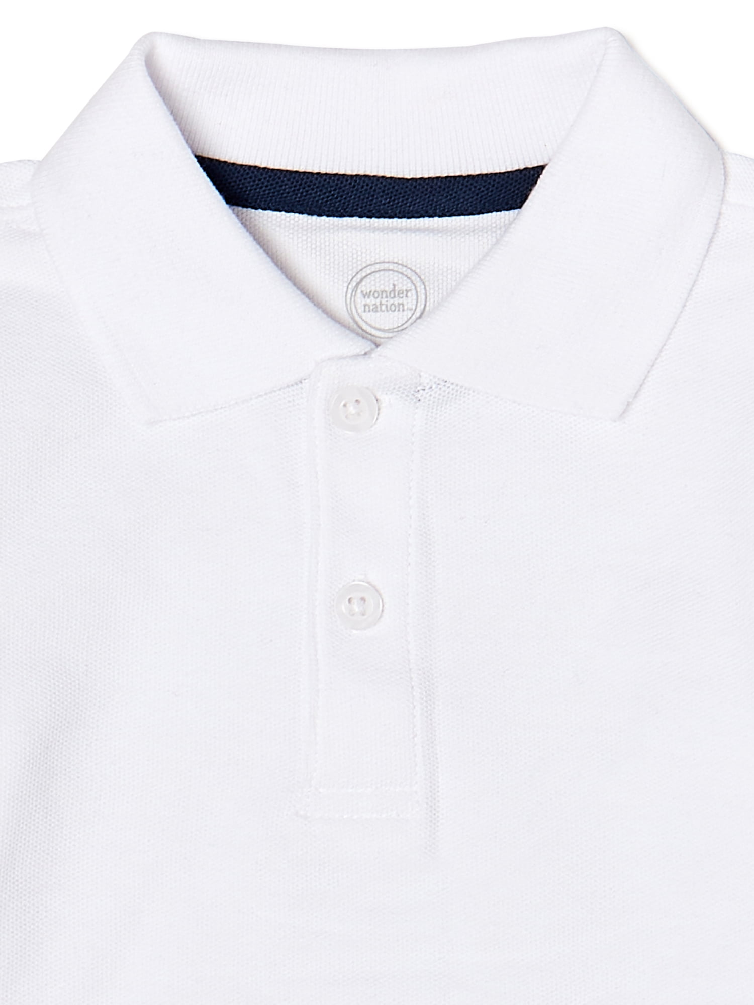 Wonder Nation Toddler Boys School Uniform Long Sleeve Pique Polo Shirt, 2-Pack, Sizes 2T - 5T