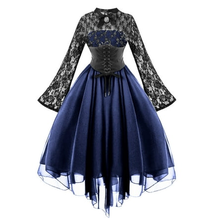 

ShomPort Women s Goth Dress Lace Floral Vintage Gothic Corset Dress Lace Dresses Fall Clothing 2023