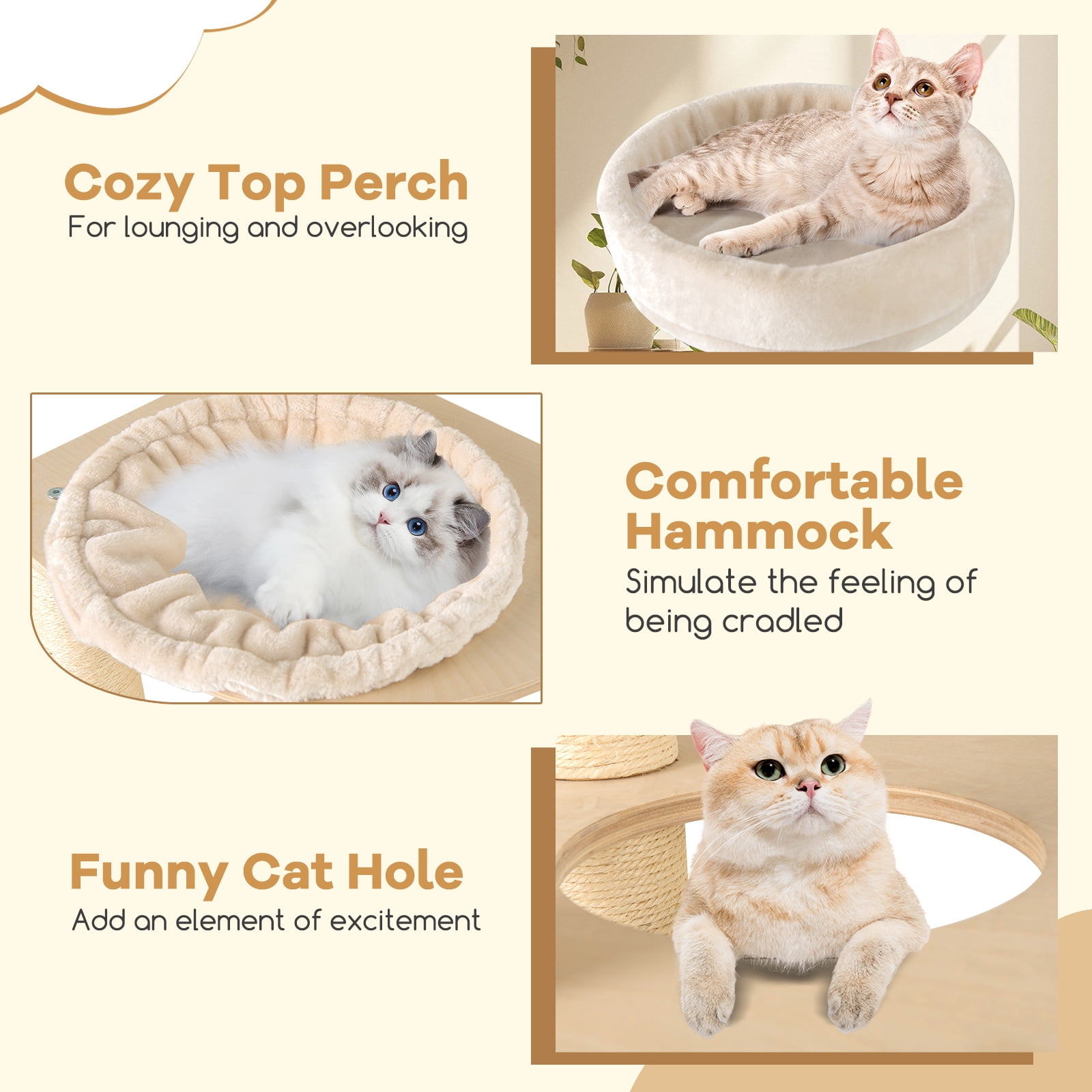 Gymax Modern Cat Tree for Indoor Cats w/ 2-Story Condo Sisal Scratching Posts & Mat