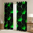 thumbnail image 2 of Honeycomb Curtains Modern Geometry Hexagon Theme Curtains & Drapes,Hexagonal Artwork 30%-50% Blackout Curtains Beehive Geometric Black Green Window Curtains 38''Wx45''L, 2 of 5