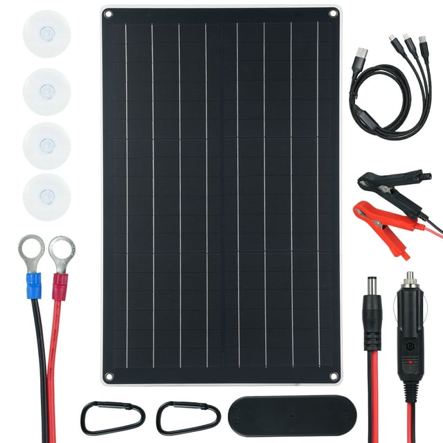 Zootealy 30W Monocrystalline Silicon Solar Panel for Efficient Outdoor Power Storage with IP65 Waterproof Rating