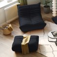 thumbnail image 3 of Magic Home Modern Sofa Togo Sofa Lazy Sofa Floor Couch Foam Sofa Teddy Velvet Couch for Bedroom,Living Room,Apartment and Small Space,Single Seat Sofa and Ottoman,Black, 3 of 9