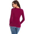 thumbnail image 4 of Women Long Sleeve Crew Neck/Scoop Neck Rayon Slim Fit Stretchy Layer T Shirts Tops, 4 of 4