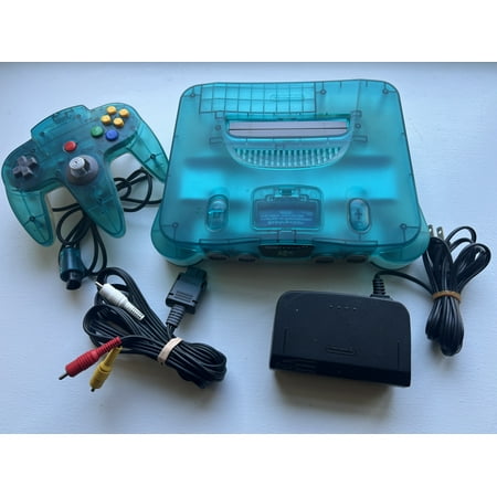 Authentic Nintendo 64 N64 Ice Blue System Bundle - Region Free - Console, Matching Controller, Official Cables (Excellent Condition)