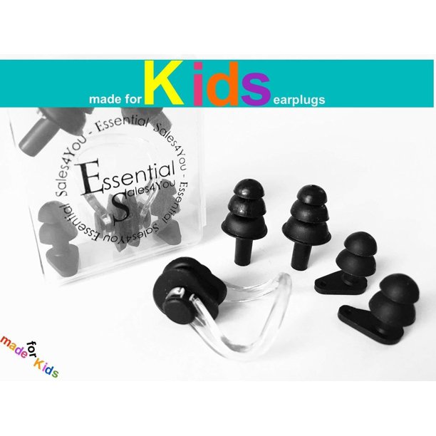 Comfortable Ear Plugs kids, Child, Adult + Nose Clip, EarPlugs Noise