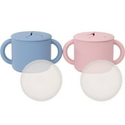 WeeSprout Snack Containers, Food Grade Silicone Cups, Spill-Proof Tops for Toddlers & Babies, 2 pack